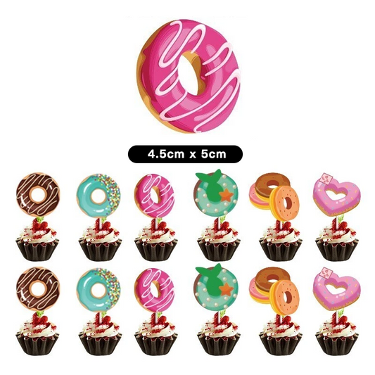 12pcs My Sweet Donuts Cupcake Toppers