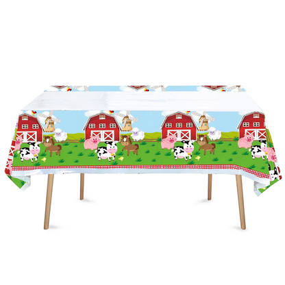 Farm Animals Tablecloth Table Cover Plastic 180cm x 108cm