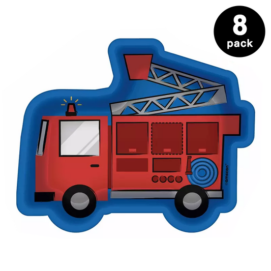 First Responder Fire Truck Shaped Paper Plates 8PK