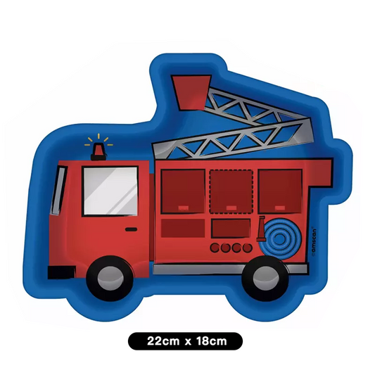 First Responder Fire Truck Shaped Paper Plates 8PK