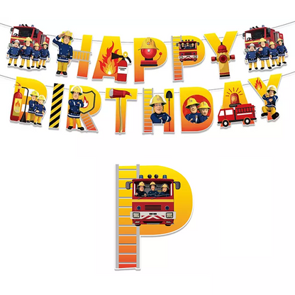 Fireman Fire Truck Birthday Party Banner 2 Meter