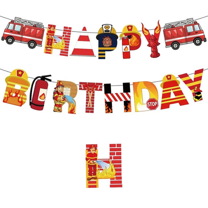 Fire Truck Fireman Birthday Party Banner 2 Meter