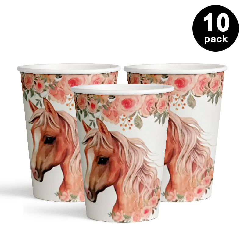 Horse Theme 250ml Paper Cups 10pk