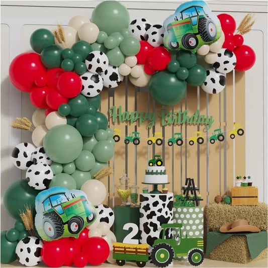 Farm Tractor Theme Balloon Garland Kit with Cow Print Balloons