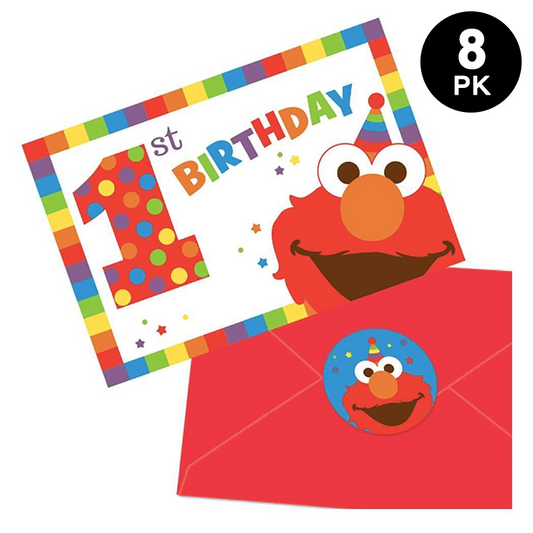 Sesame Street Elmo Turns One Postcard Invitations 8pk with Envelopes Seals Mini Stickers