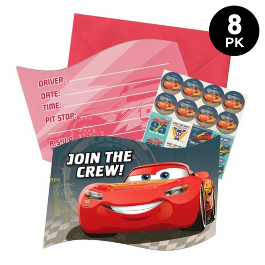 Disney Cars 3 Postcard Invitations 8pk with Envelopes Seals Mini Stickers