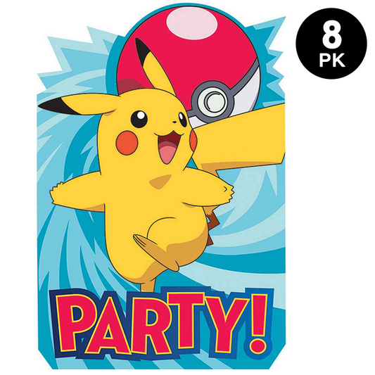 Pokemon Postcard Invitations 8pk with Envelopes Seals Mini Stickers