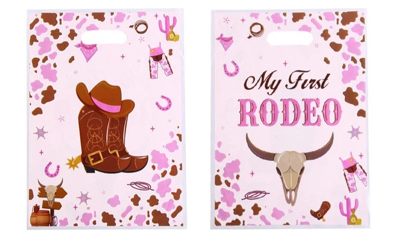 Western Cowgirl My First Rodeo Party Gift Loot Bags Plastic 10 Pack