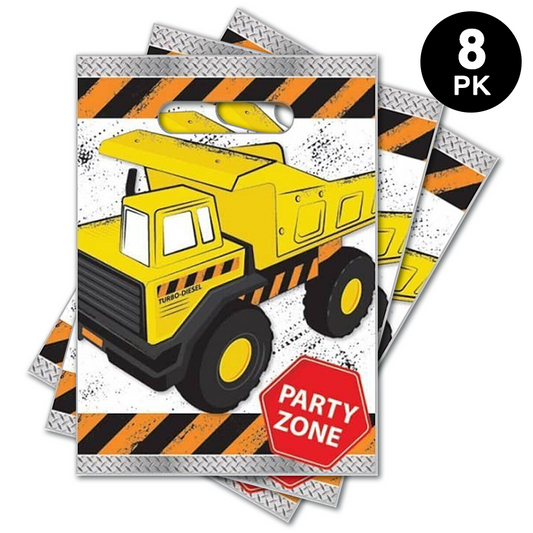 Construction Party Zone Loot Bags Plastic 8pk