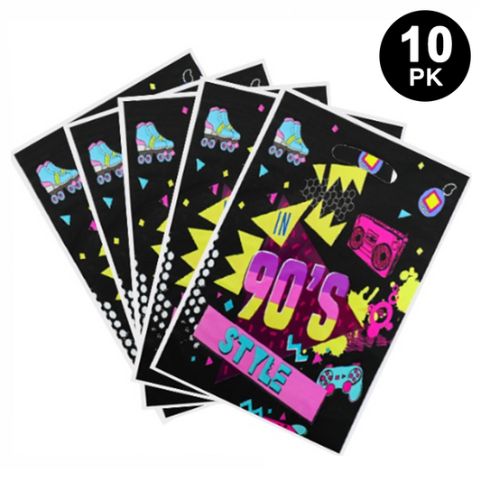 Back to the 90's Theme Gift Loot Bags Plastic 10pk