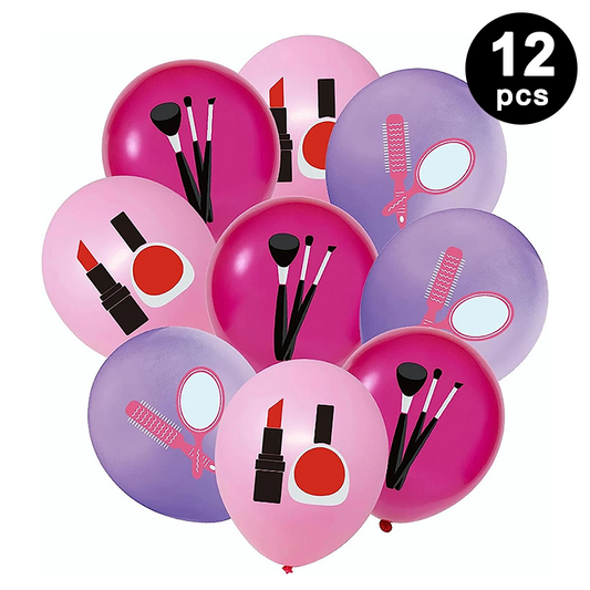 Beauty Makeup Cosmetics Printed Assorted Latex Balloons 12 Pack