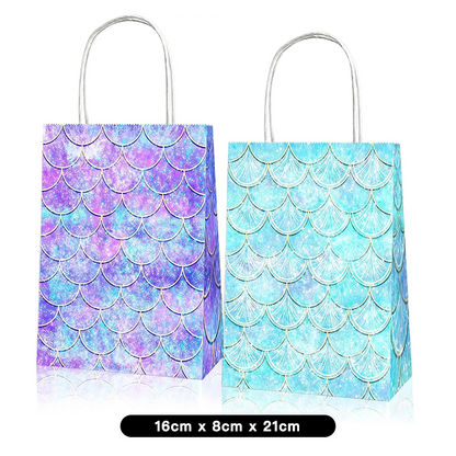 Mermaid Scales Paper Gift Bags with Handles (Pack of 12)