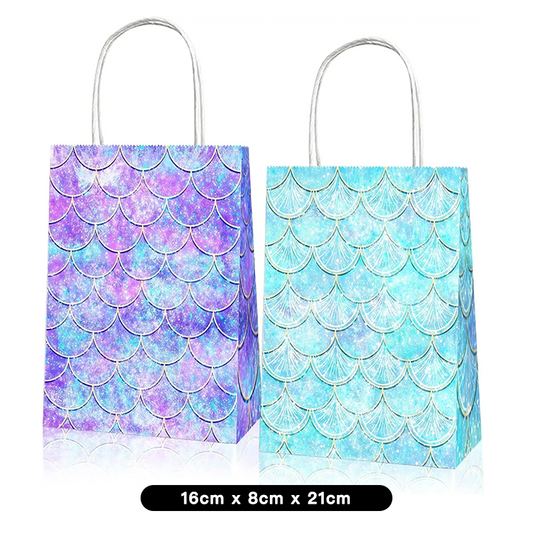 Mermaid Scales Paper Gift Bags with Handles (Pack of 12)