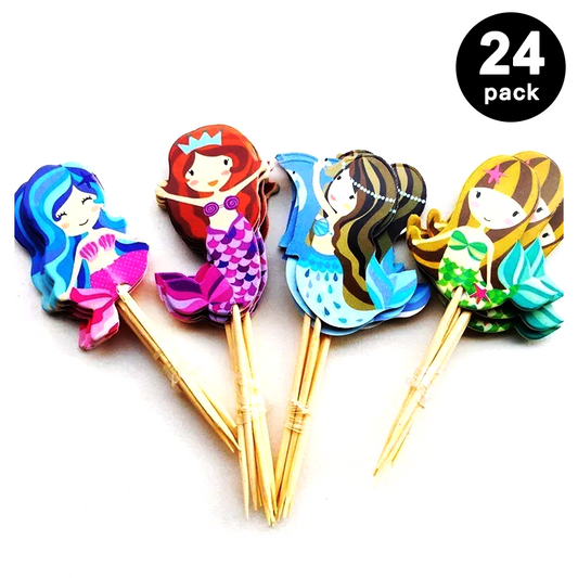 Cute Mermaid Cupcake Toppers (Pack of 24)