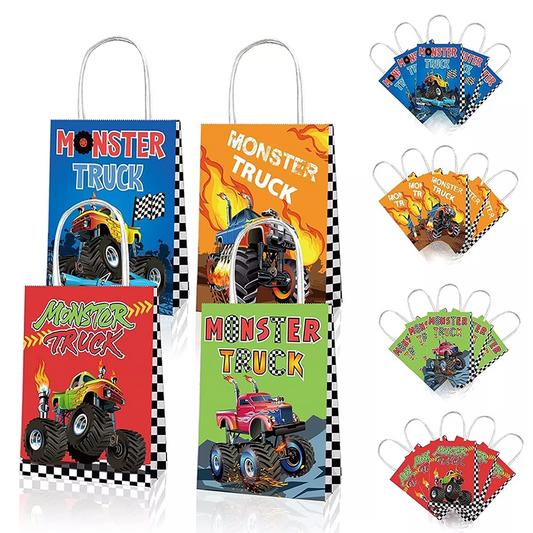 Monster Truck Paper Gift Bags with Handles (Pack of 12)