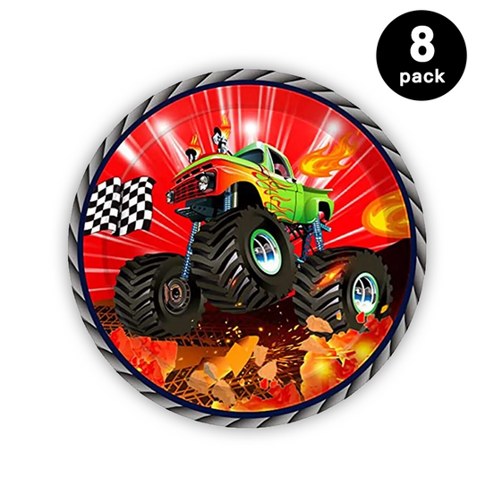 Monster Truck 7 inch 18cm Paper Plates Round (Pack of 8)