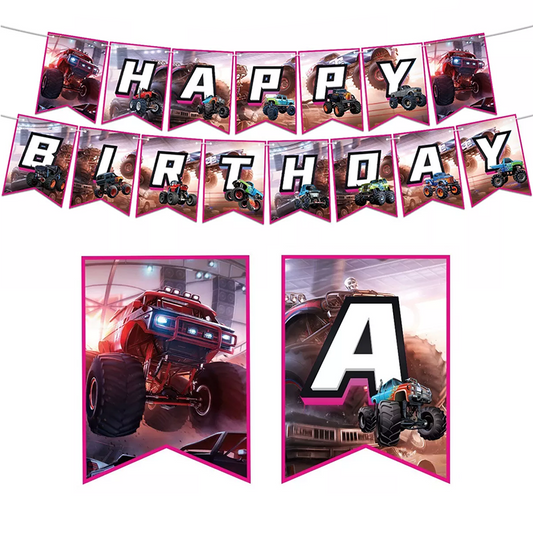 Monster Truck Theme Birthday Banner 2.5 Meter