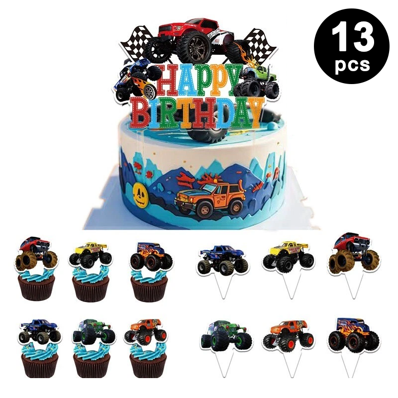 Monster Truck Birthday Cake Topper Kit 13 Pack