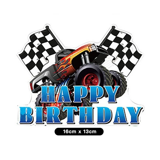 Monster Truck Theme Birthday Cake Cupcake Toppers (Pack of 13)