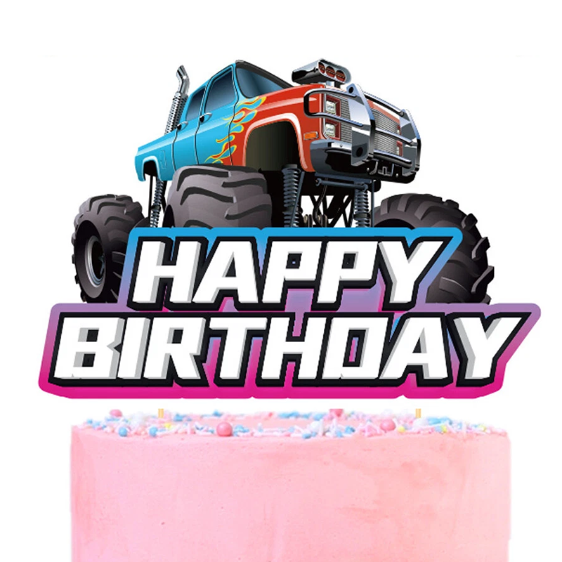 Monster Truck Theme Birthday Cake Topper