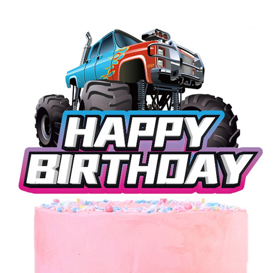 Monster Truck Theme Birthday Cake Topper