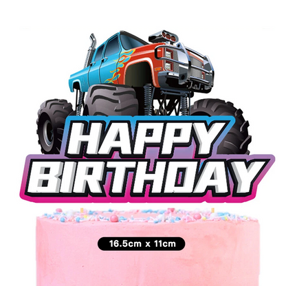 Monster Truck Birthday Party Decoration Set - Banner Balloons Cake Toppers