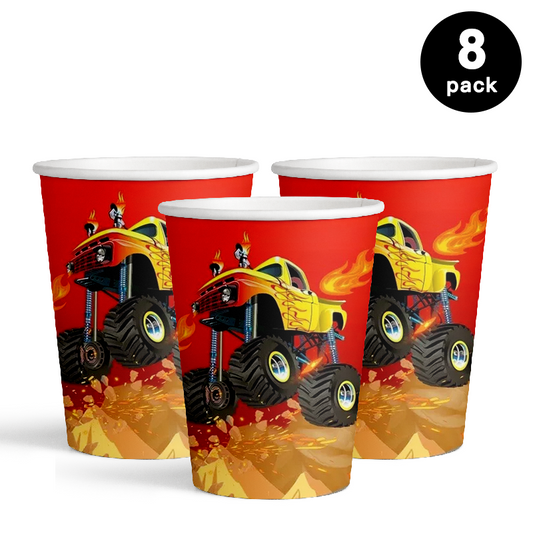 Monster Truck Theme 250ml Paper Cups (Pack of 8)