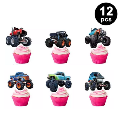 Monster Truck Birthday Party Decoration Set - Banner Balloons Cake Toppers