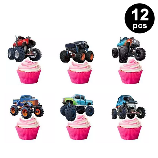 Monster Truck Theme Cupcake Toppers (Pack of 12)