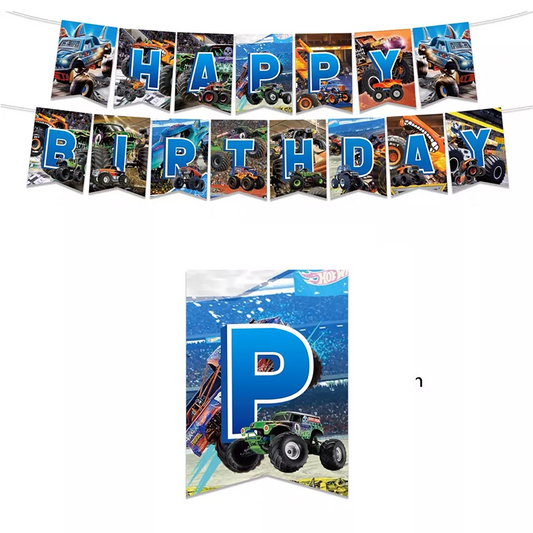 Monster Truck Theme Birthday Banner 2 Meter
