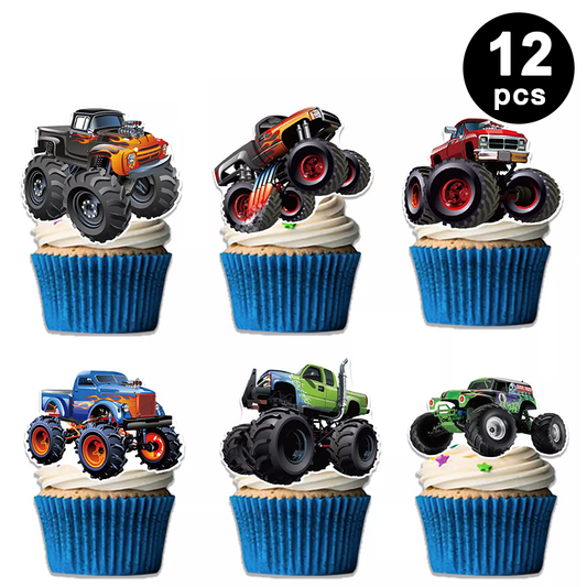 Monster Truck Theme Cupcake Toppers (Pack of 12)
