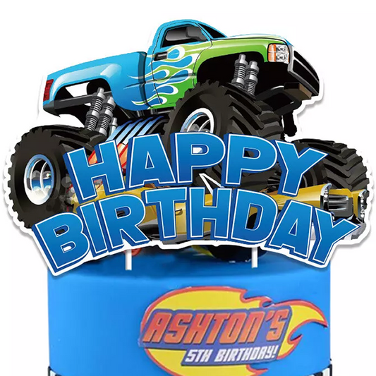 Monster Truck Theme Birthday Cake Topper