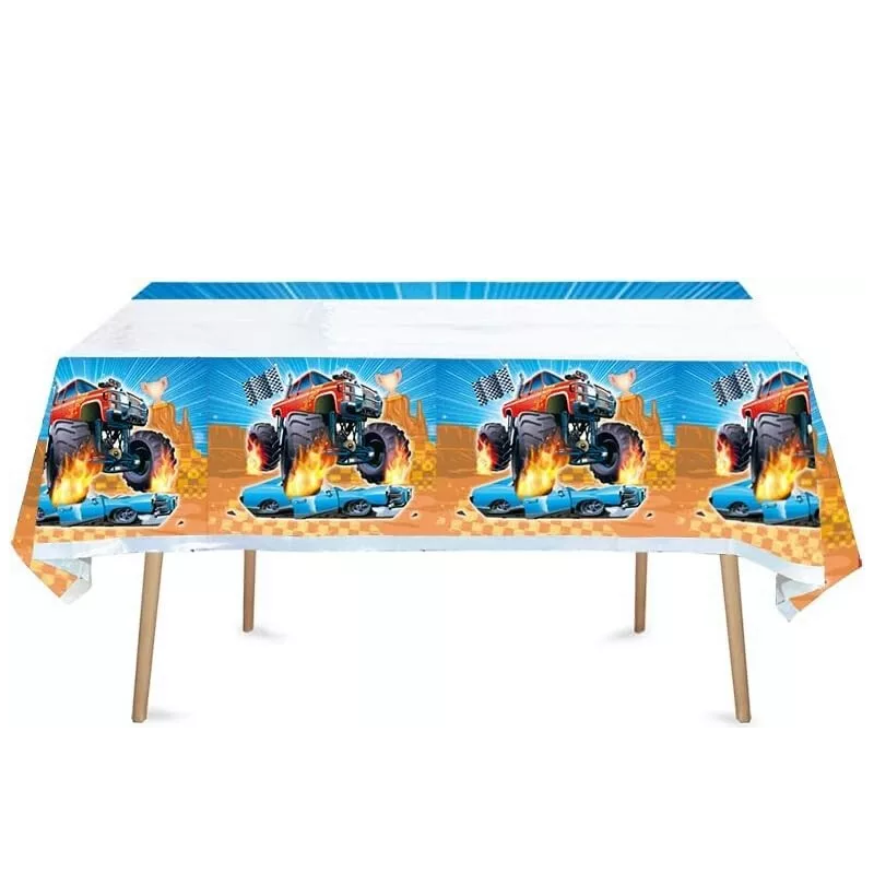 Monster Truck Tablecloth Plastic 180cm x 108cm