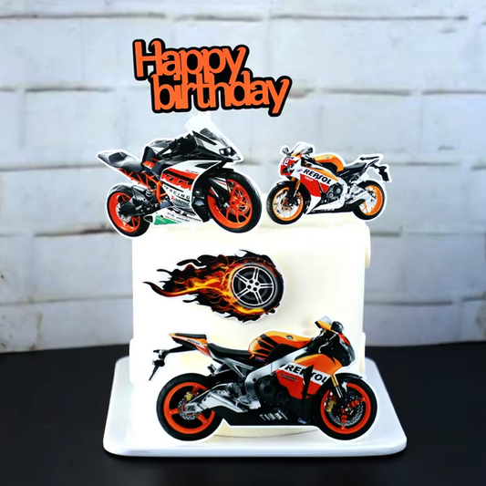 Motorbike Cutout Birthday Cake Toppers 5 Pack