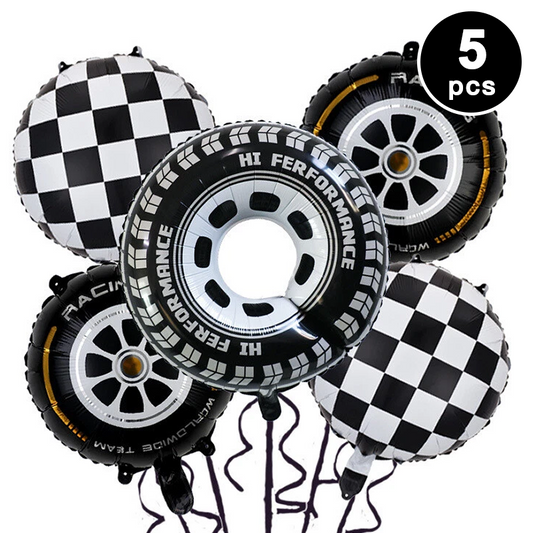 5pcs Motorbike Racing Car Big Wheel Themed Foil Balloons