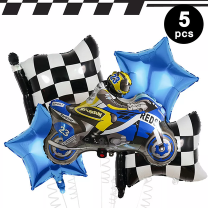 Motorbike Shaped Foil Balloons (Blue) 5 Pack