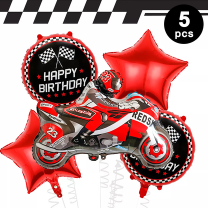 Motorbike Shaped Foil Balloons (Red) 5 Pack