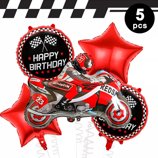 Motorbike Shaped Foil Balloons (Red) 5 Pack