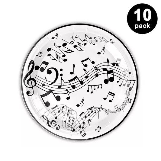 Music 7 inch 18cm Paper Plates Round (Pack of 10)