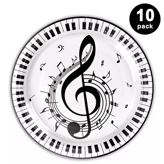 Music Theme 9 inch 23cm Paper Plates Round (Pack of 10)