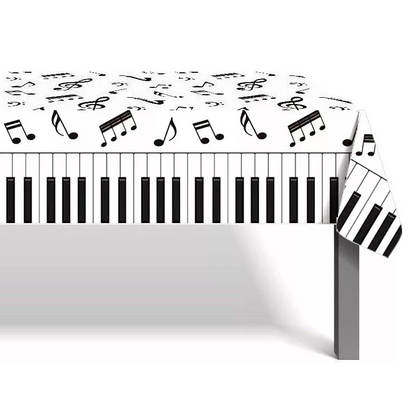 Music Notes Piano Keyboard Table Cover Plastic 220cm x 130cm