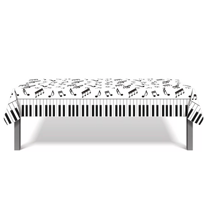 Music Notes Piano Keyboard Table Cover Plastic 220cm x 130cm