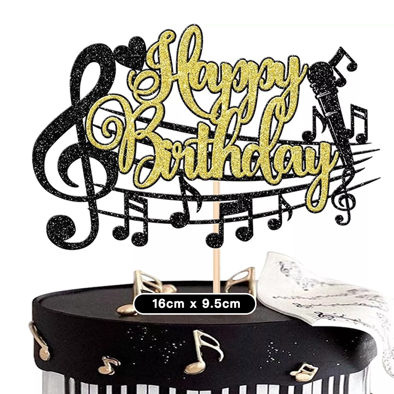 Music Notes Theme Birthday Cake Topper
