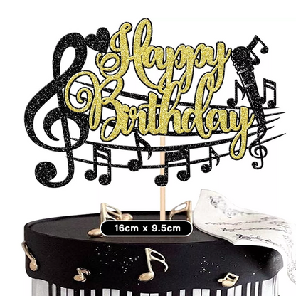 Music Notes Theme Birthday Cake Topper