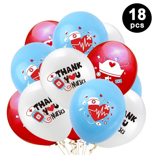 Thank You Nurse Theme Assorted Latex Balloons 18 Pack