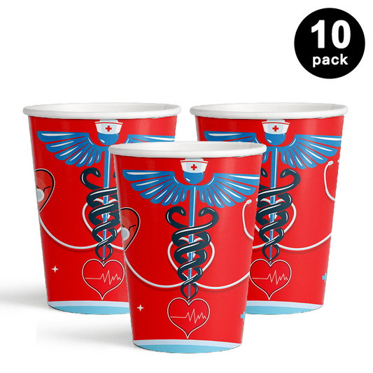 Thank You Nurse Theme 250ml Paper Cups 10 Pack
