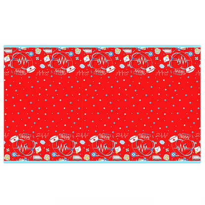 Thank You Nurse Theme Tablecloth Plastic 220cm x 130cm