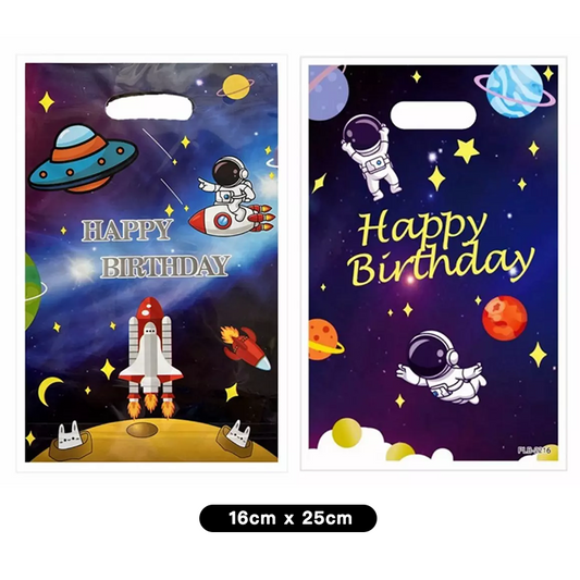 Outer Space Astronaut Rocket Gift Loot Bags Plastic (Pack of 10)