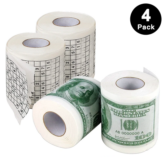 Sudoku + US Dollar Funny Toilet Paper Roll 4 Pack