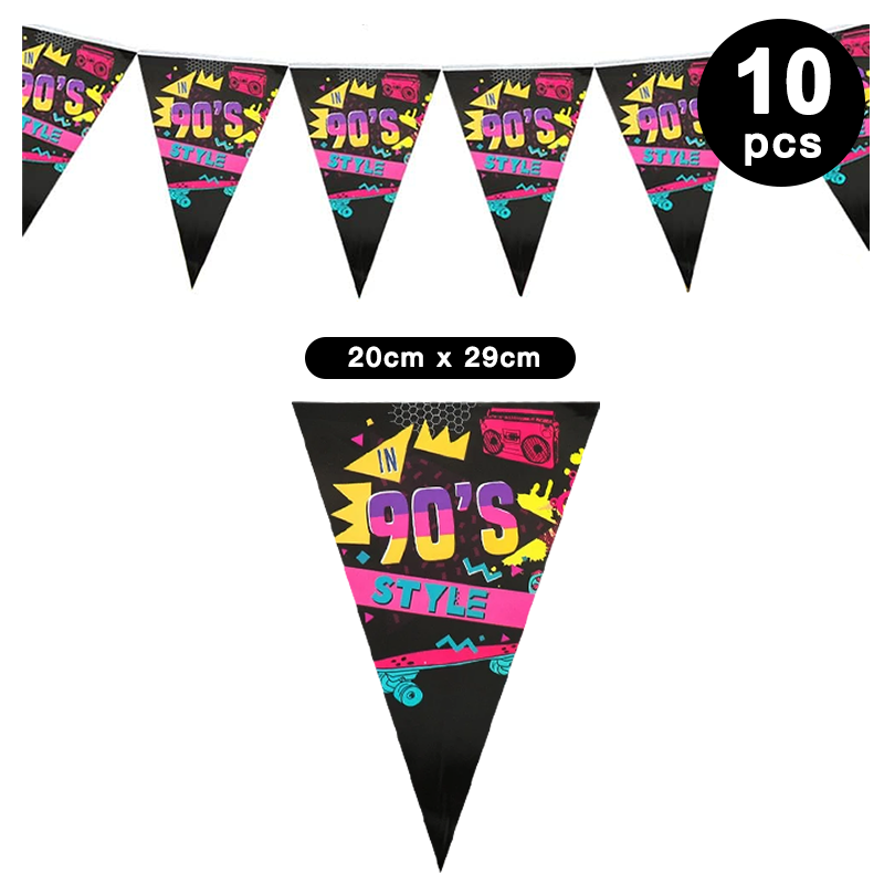 Back to The 90's Retro Theme Party Pennant Bunting 2 Meter